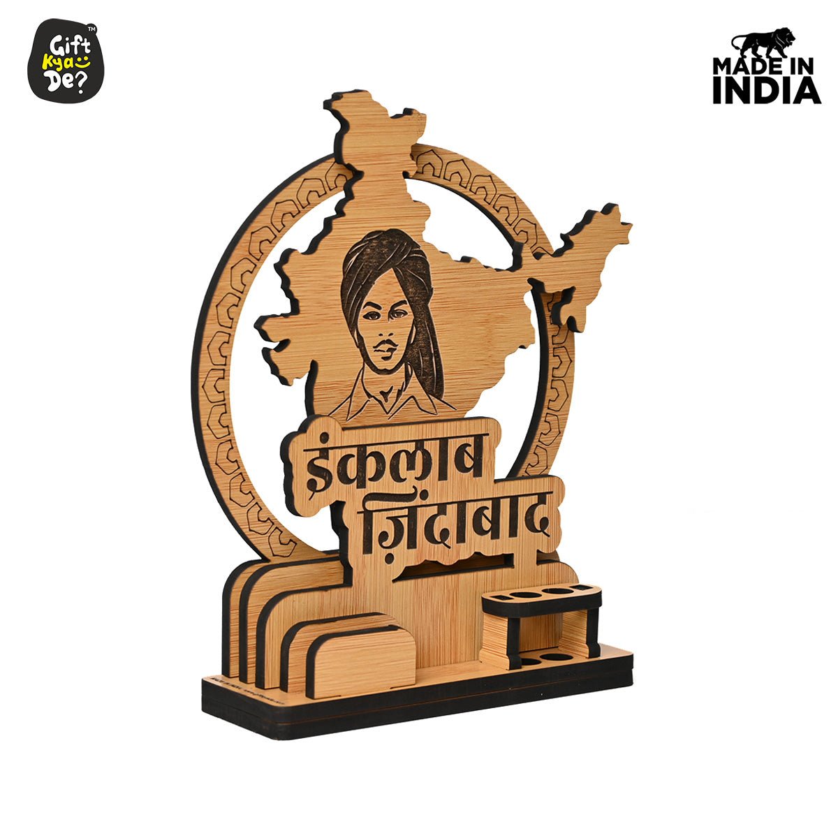 Political Pen Stand and Card Holder | Gandhi Ji, Ambedkar Ji & Bhagat Singh Ji | Wise Quotes | Mementos