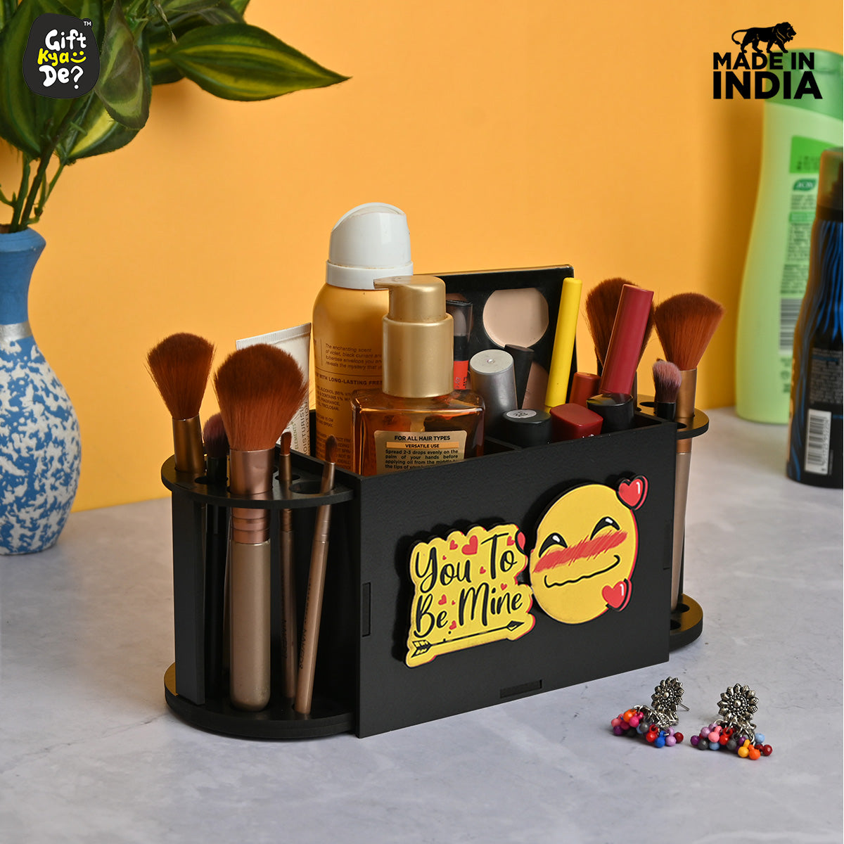 Funky 2 Compartment Makeup Organizer with Brush Holder