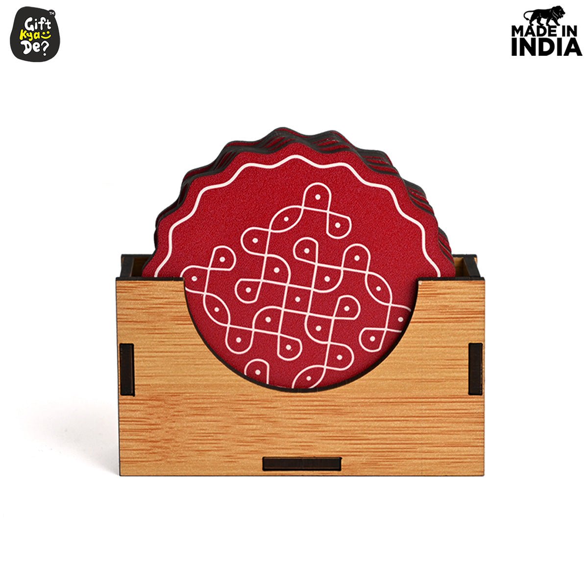 Coaster Set of 6 Beautiful Wooden Coasters with Stand | Fit for Tea Cups, Coffee Mugs and Glasses