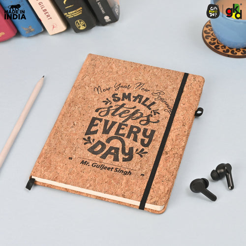 Eco-Friendly Cork Diary with Pen Holder | 190 Pages | Motivational Quote & Personalized Name Option