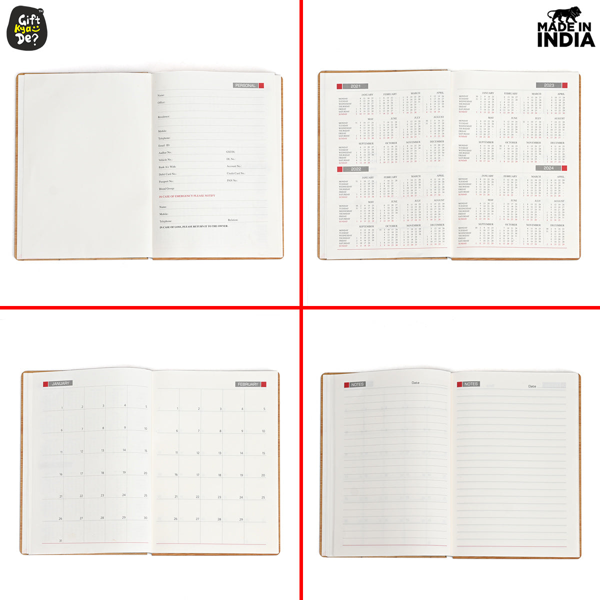 Wooden Diary with Republic Day Theme – Patriotic Gift for Republic Day Celebrations – Eco-friendly Wooden Journal