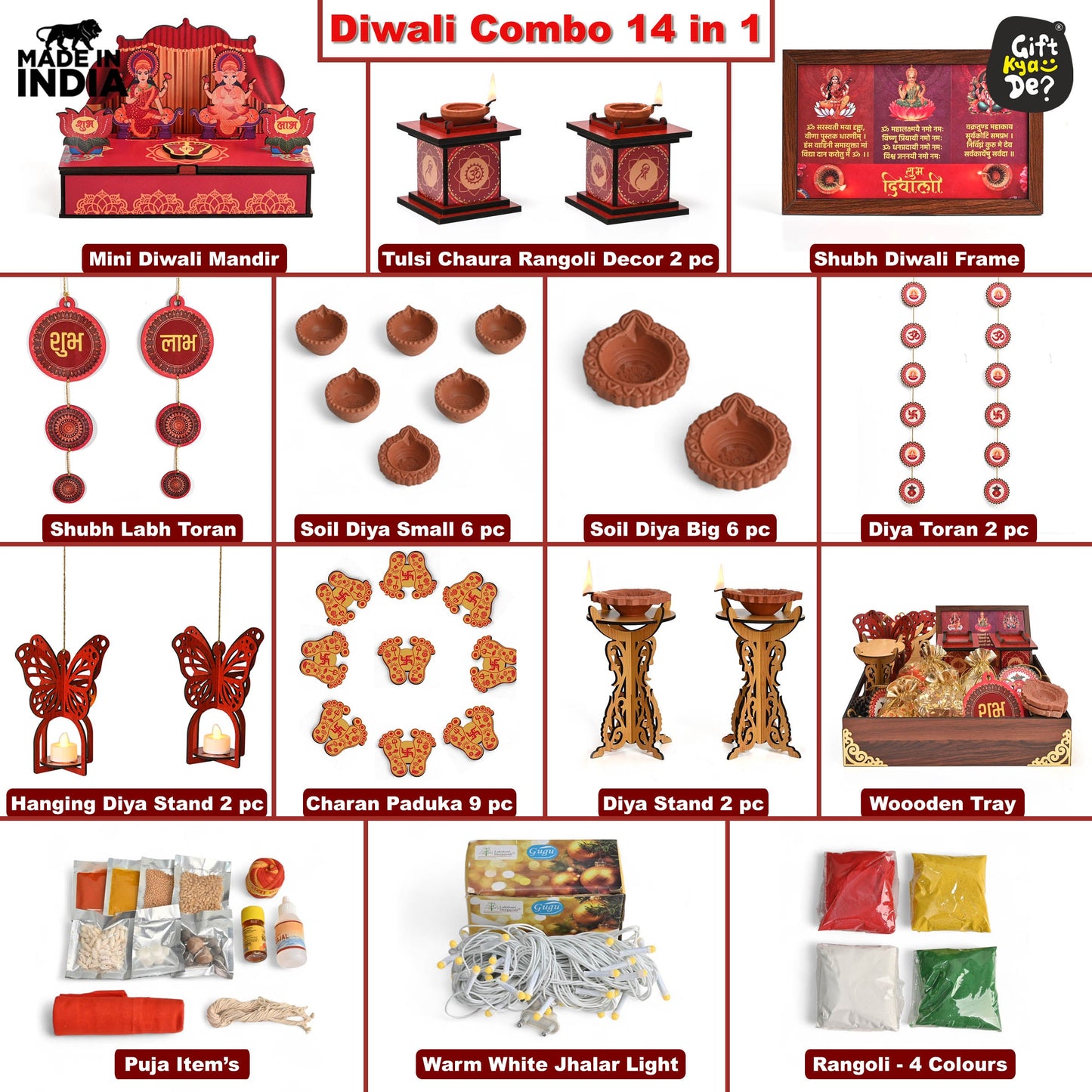 Diwali Decorations All-in-One Kit – 14 Pooja Decor Items | Diwali Hamper | Corporate Gifts