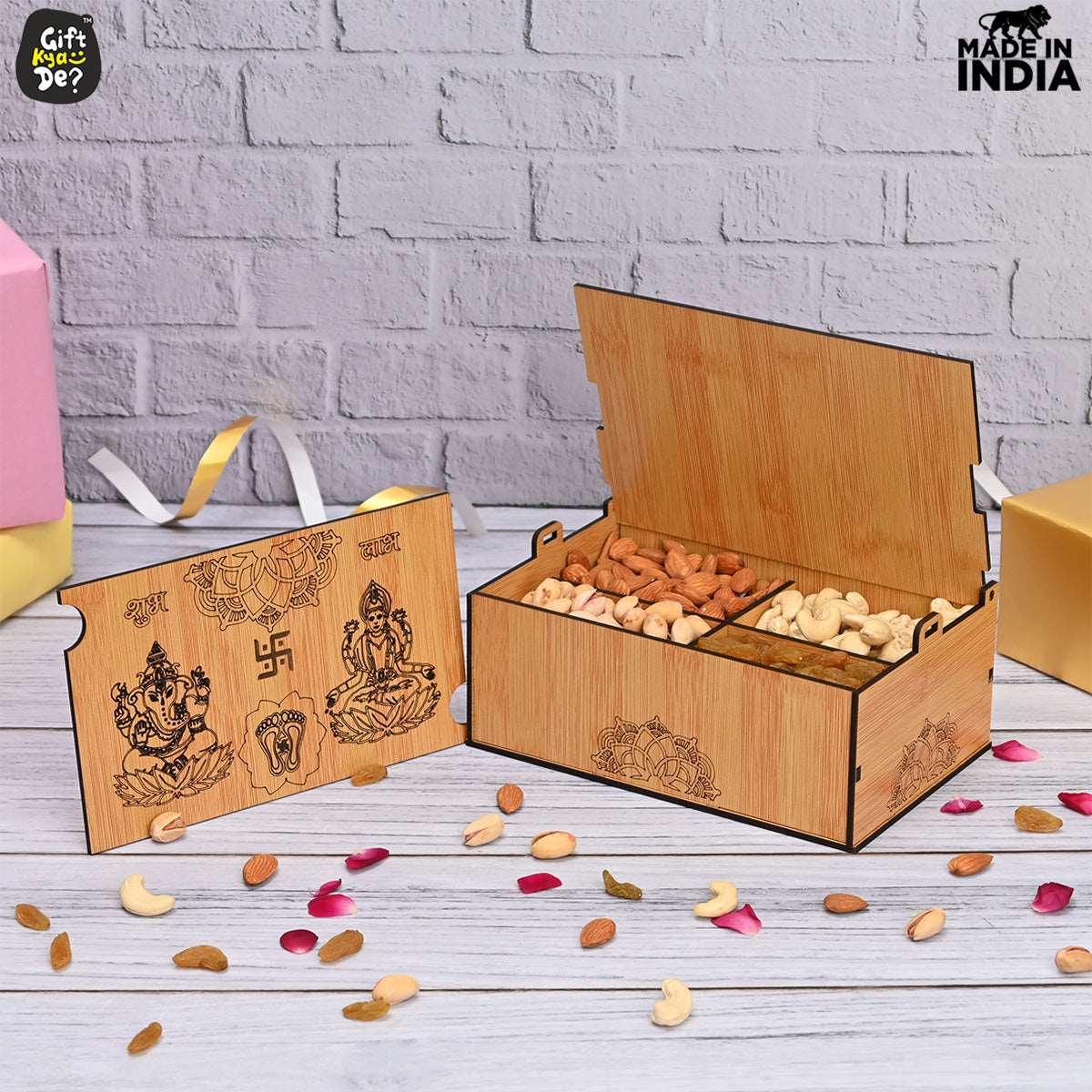 Wooden Dry Fruit Box (Empty Box) | Festive Box