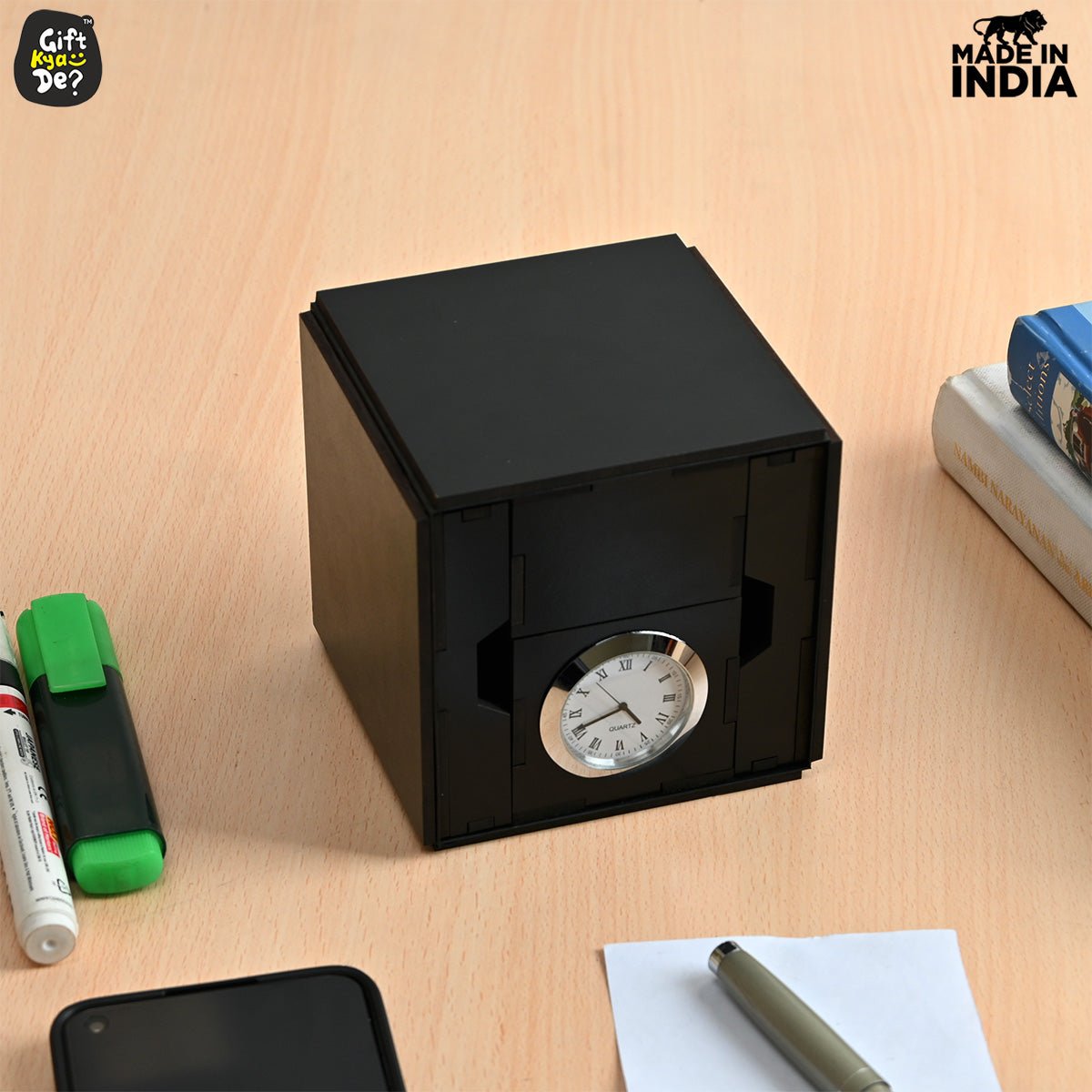 Foldable All in One Office Desk Organizer With Clock, Calendar 2025 & Mobile Stand | Desk Accessories