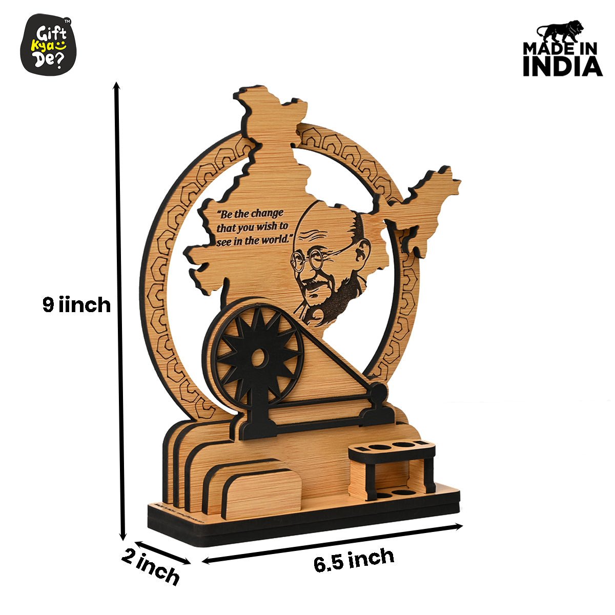Political Pen Stand and Card Holder | Gandhi Ji, Ambedkar Ji & Bhagat Singh Ji | Wise Quotes | Mementos