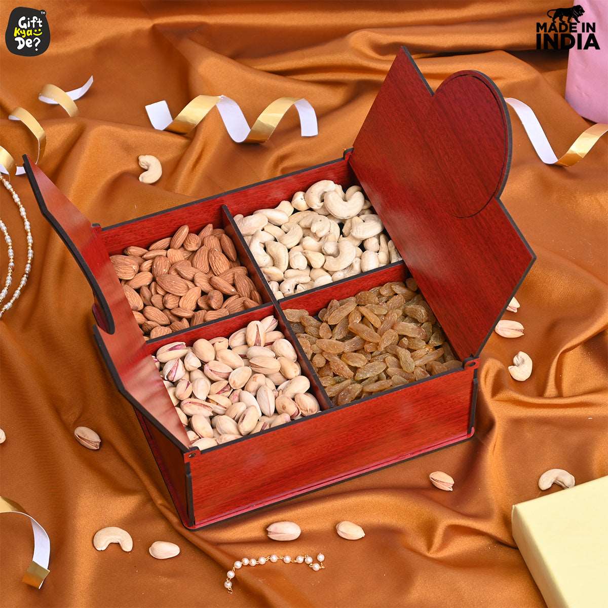 Wooden Dry Fruit Box (Empty Box) | Festive Box