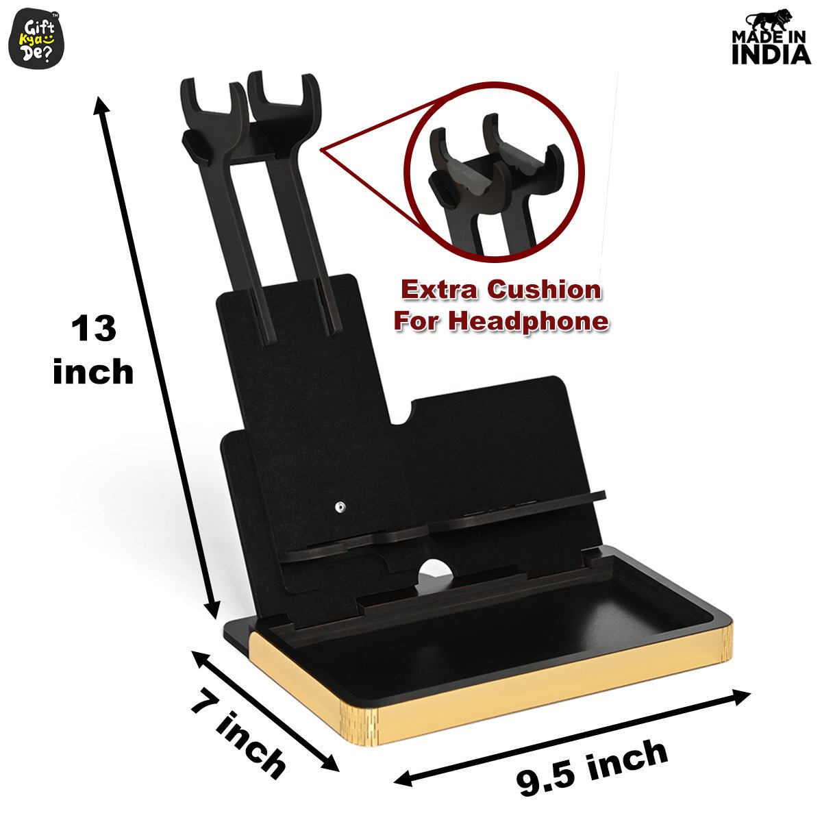Headphone Holder for Gamers Music Lovers, Portable Desk Organizer with Mobile Phone Stand Compatible with All Headphones Size