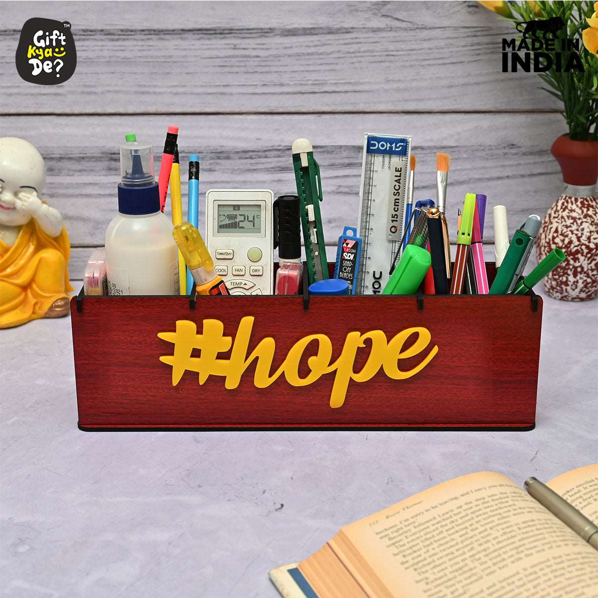 Motivational Desk Organizer | 4 Compartments | Desk Accessories