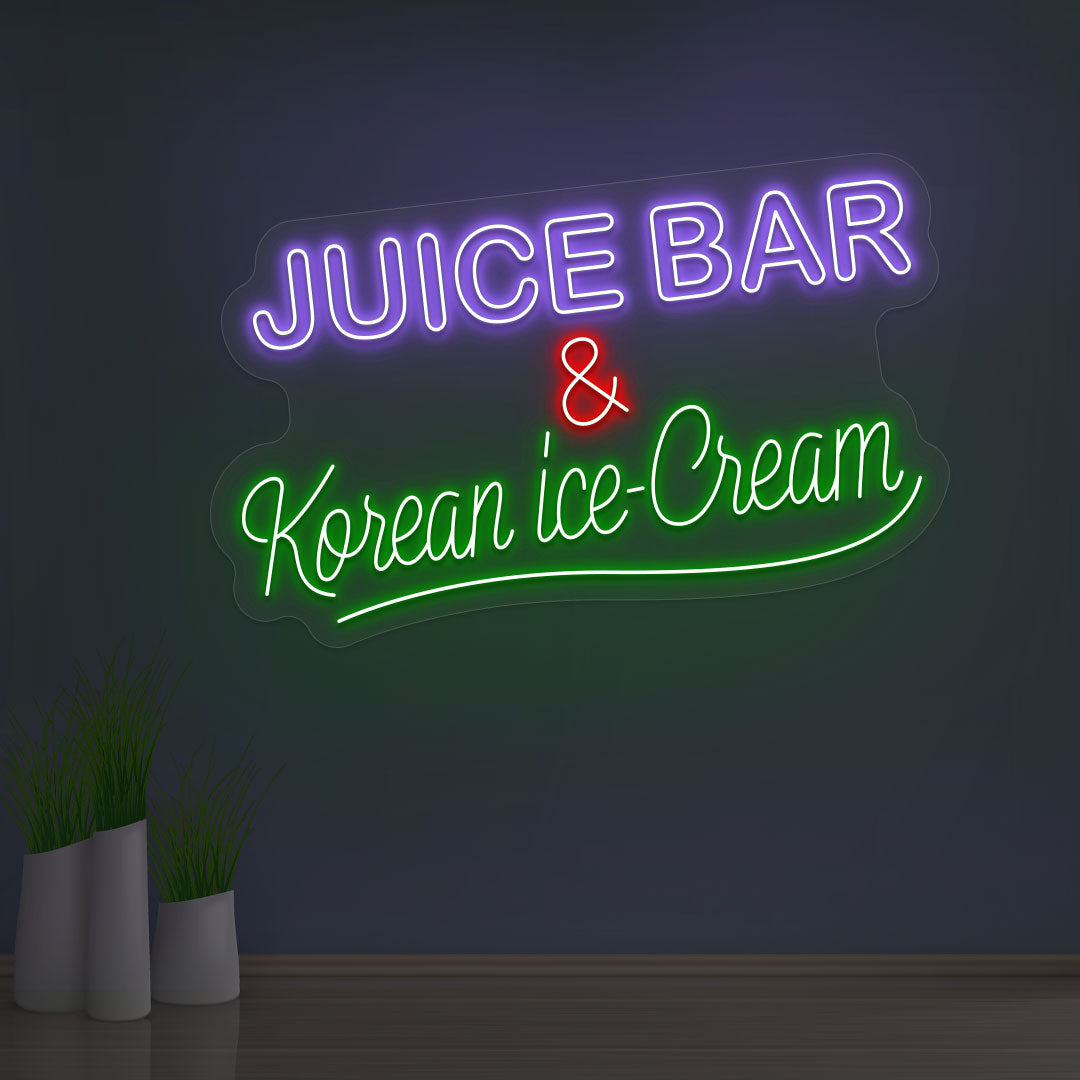 Juice bar & Korean Ice-cream Neon Sign