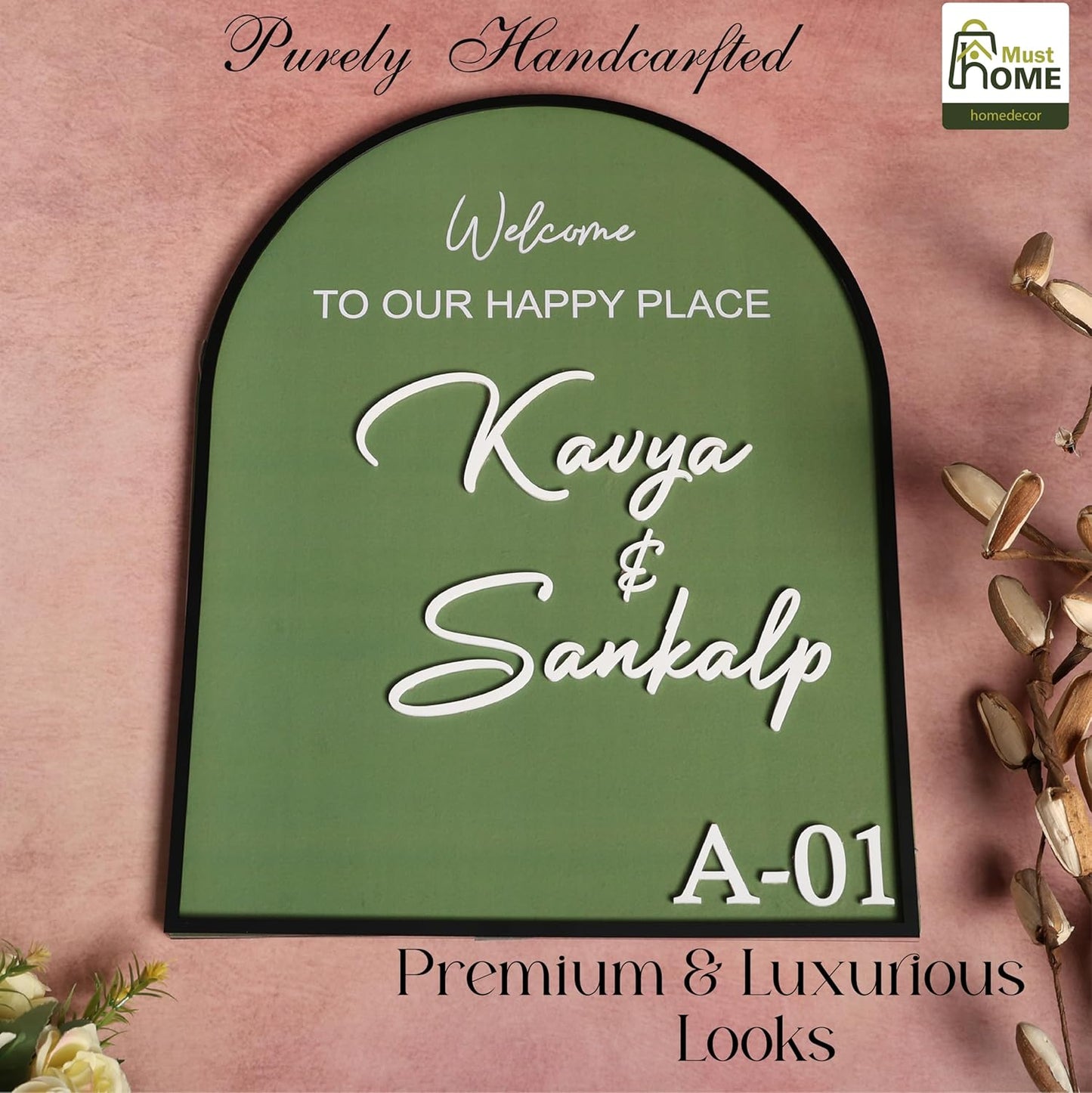 MustHome Name plate for home entrance |12x20 cm