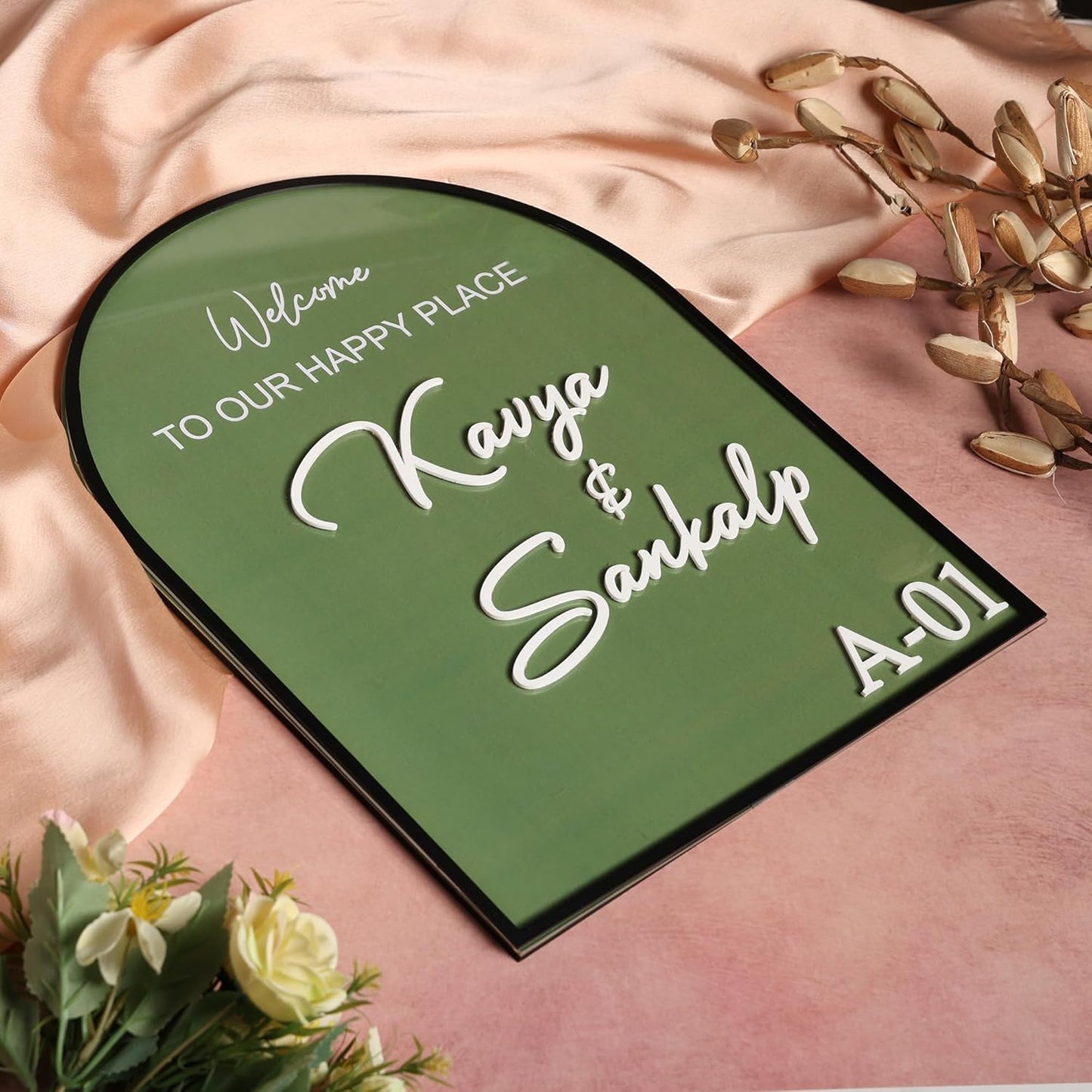 MustHome Name plate for home entrance |12x20 cm