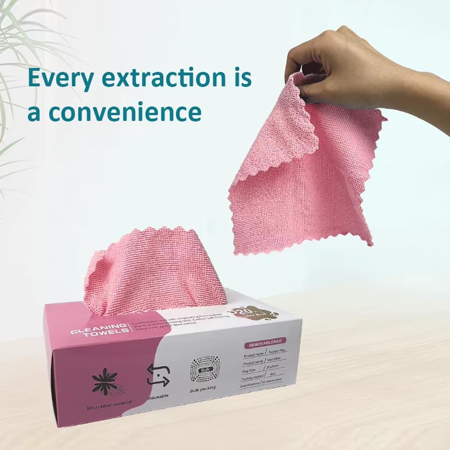 Reusable Microfiber Cleaning Towels Dispenser Box – Drying Wipes, 180GSM, 8 by 8 Inches