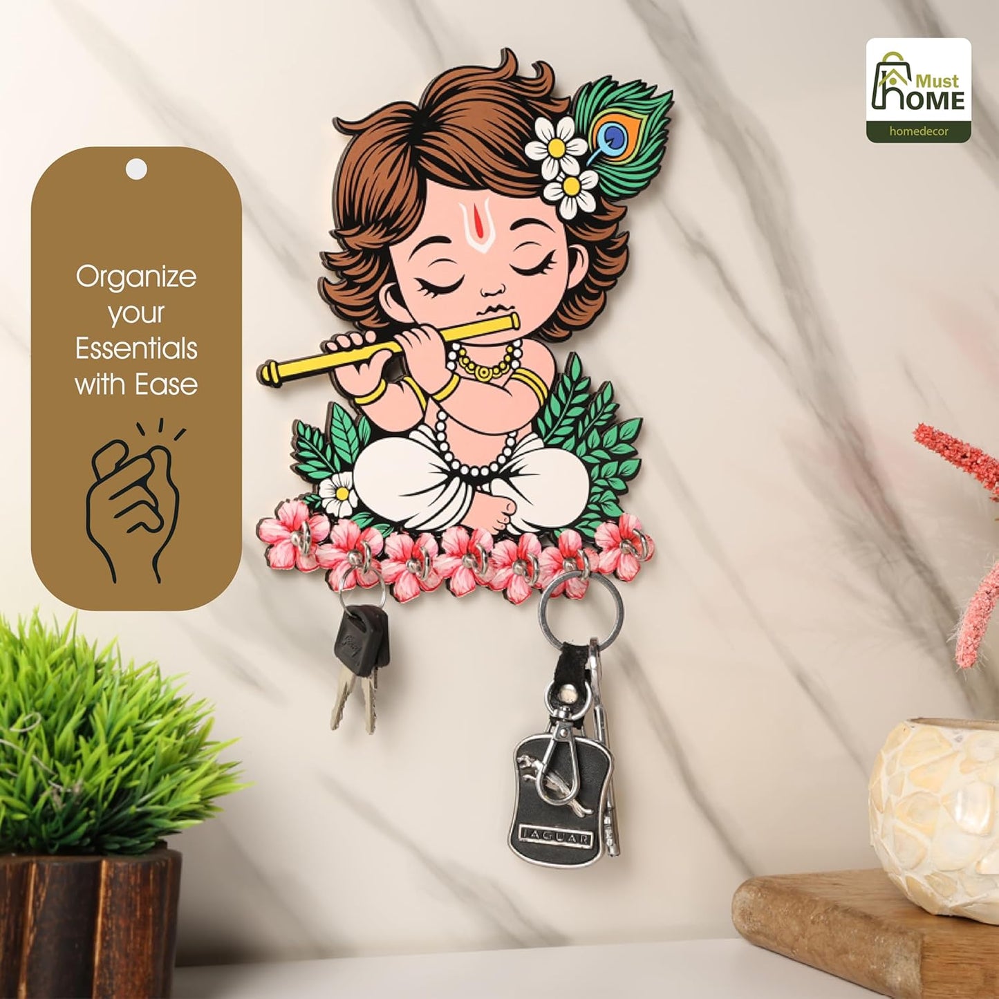MustHome Premium Home Keys Wooden Key Holder|20 x 20 cm