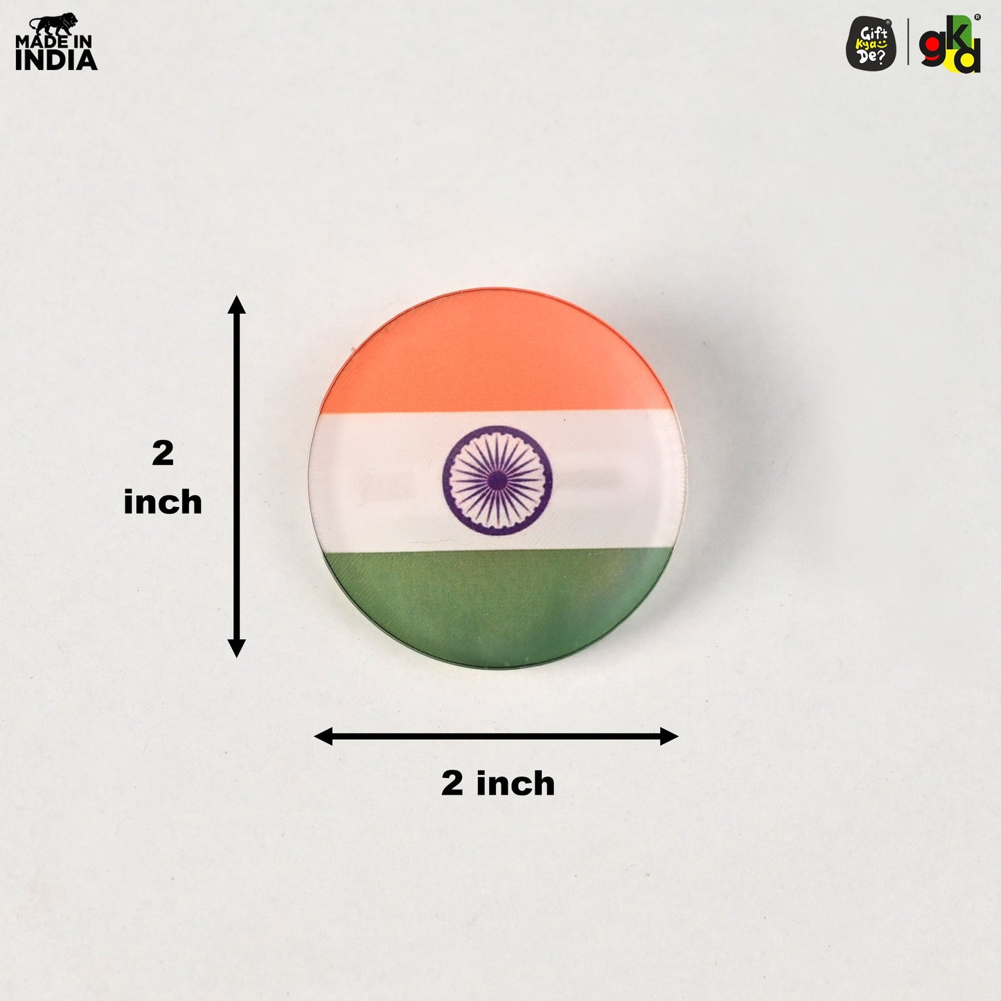 Indian Flag Badge – Indian Flag, I Love India, Jai Hind with Flag | Durable Acrylic Patriotic Gifts for Republic Day | National Pride Accessories