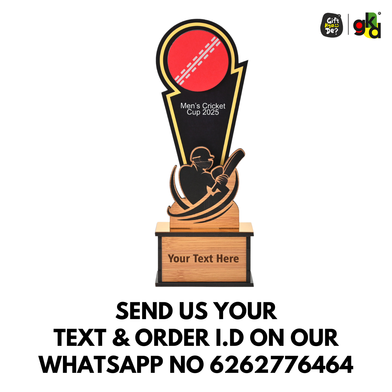 Wooden Cricket Trophy for Winners – Women’s & Men’s Cricket Cup Award | Sports Tournament Memento for Champions & Players