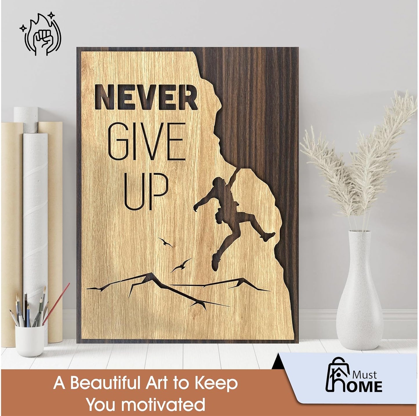 MustHome Wooden Wall Hanging with Quotes for Home Decor | Office |21 x 30 cm