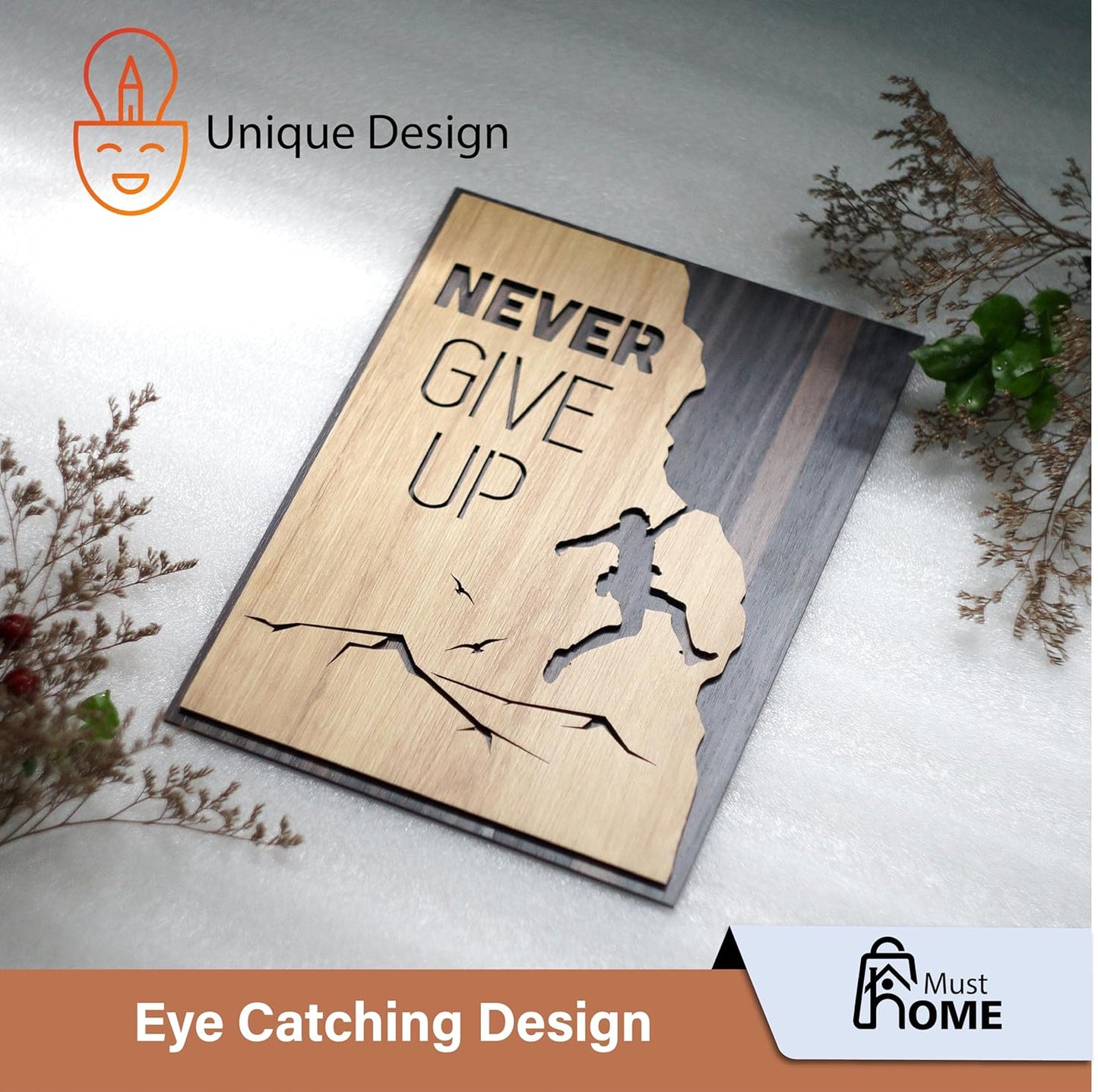 MustHome Wooden Wall Hanging with Quotes for Home Decor | Office |21 x 30 cm