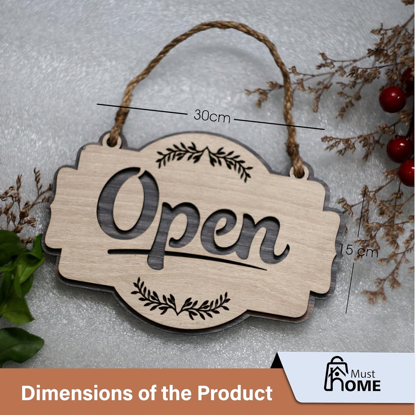 MustHome| Open Close sign board for Shop |15 x 30cm