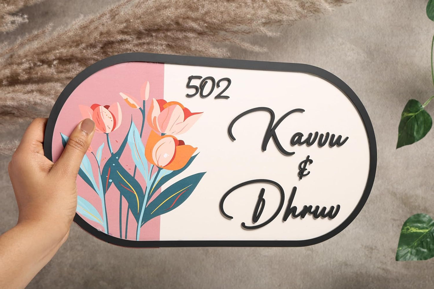 MustHome Name plate for home entrance outdoor | Name plate for house |38x20 cm