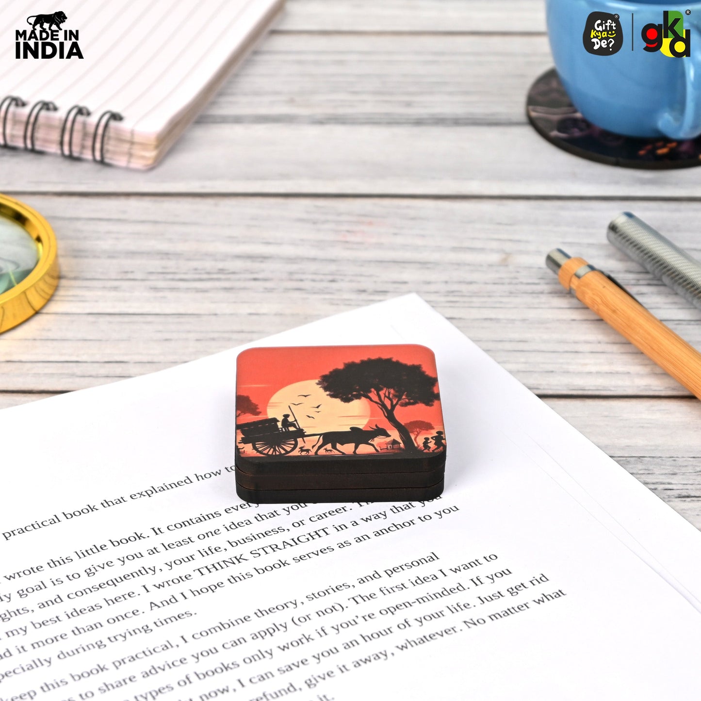 Wooden Paperweight – Choose from 8 Unique Designs – Premium Quality Desk Accessory – Stylish & Functional Wooden Paperweights