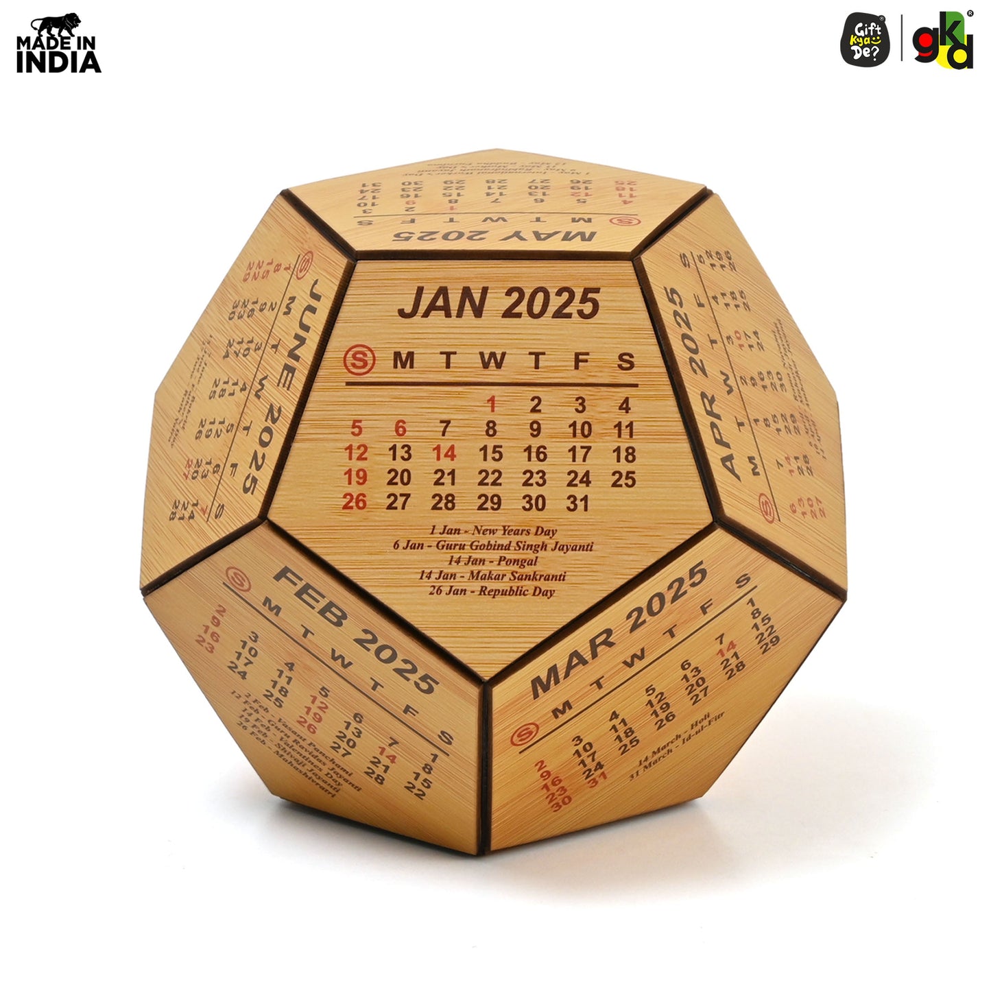 3D Pentagon Desk Calendar 2025 | Table Calendar | Eco-Friendly