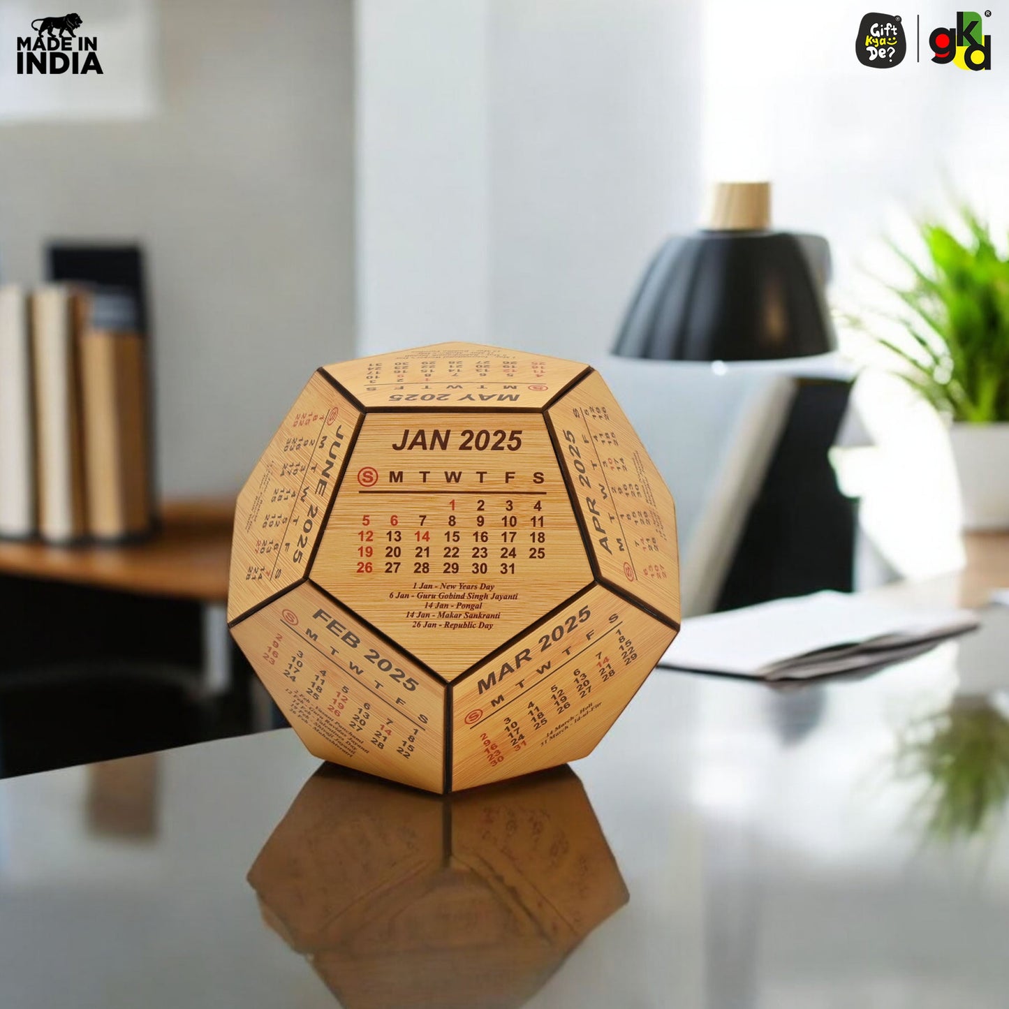 3D Pentagon Desk Calendar 2025 | Table Calendar | Eco-Friendly