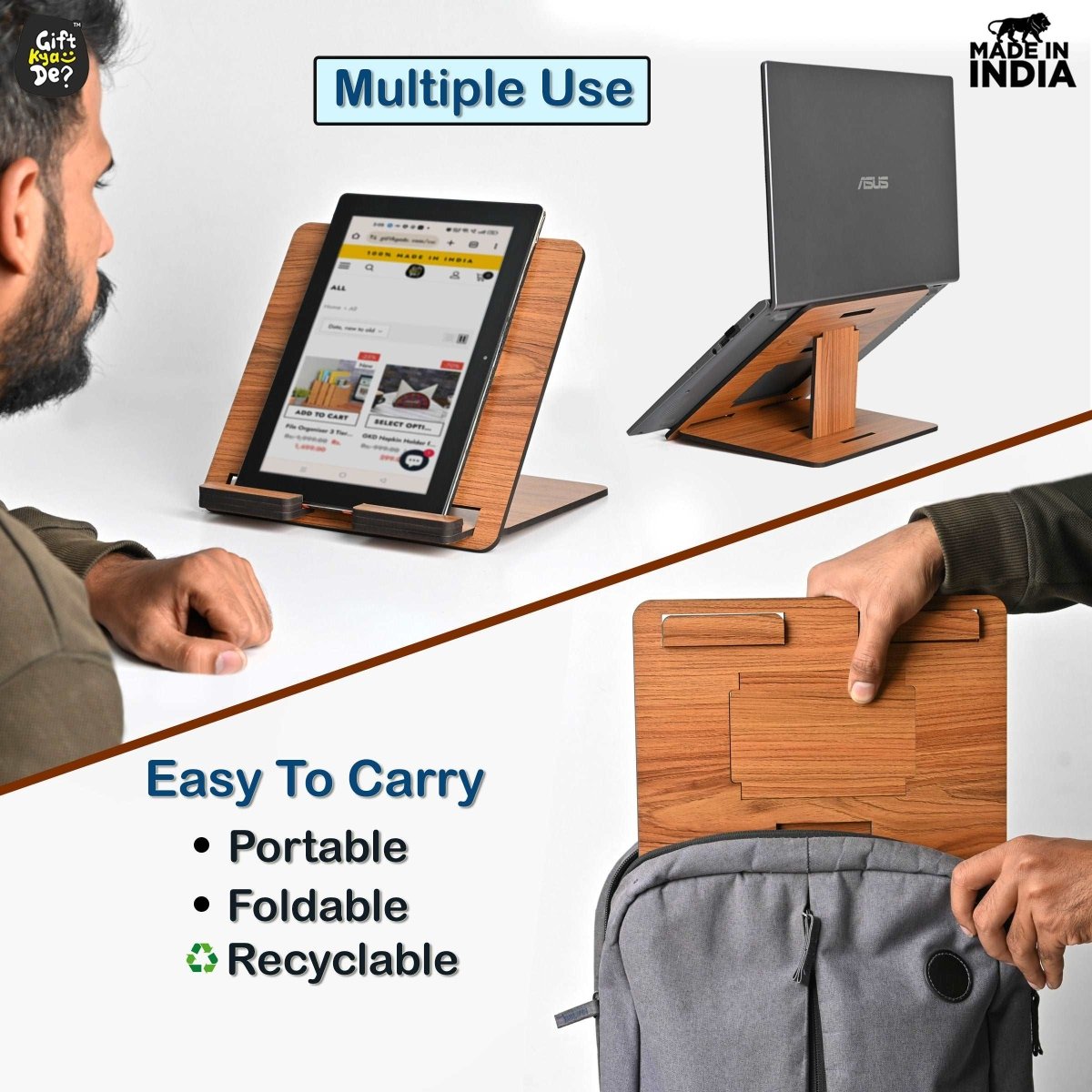3 Level Portable Laptop Stand with Portable Mobile Holder Combo | Work From Home | Corporate Gifts