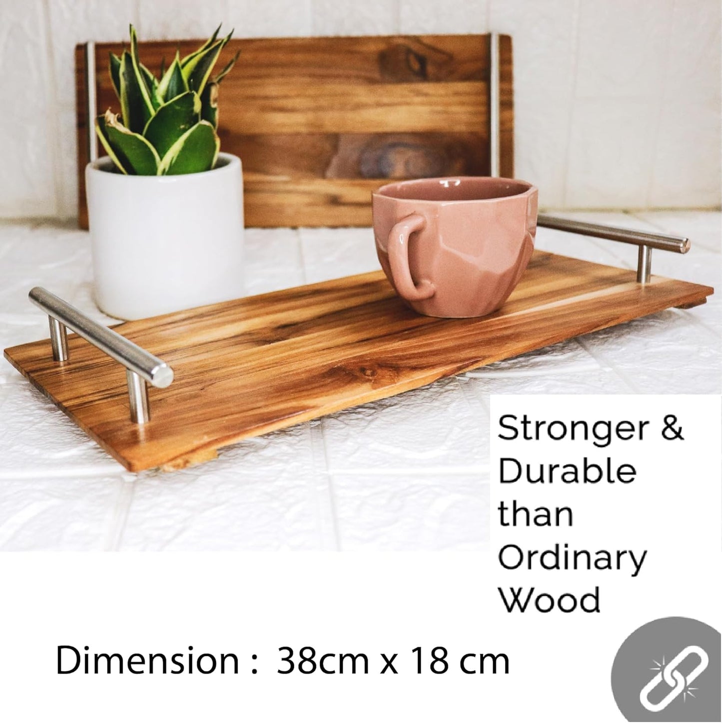 MustHome | Wooden Tray | Serving Tray for Home | Pure Wood | 38 x 18 cm