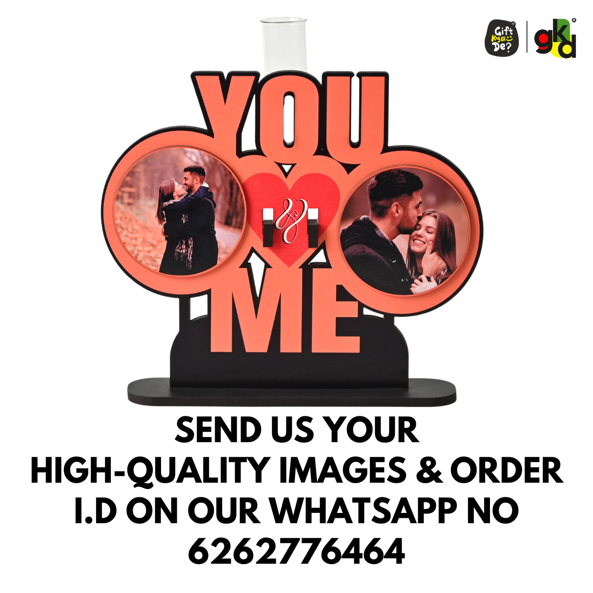 You & Me Wooden Table Top & Personalized Photo Frame – Romantic Valentine's Day Gift