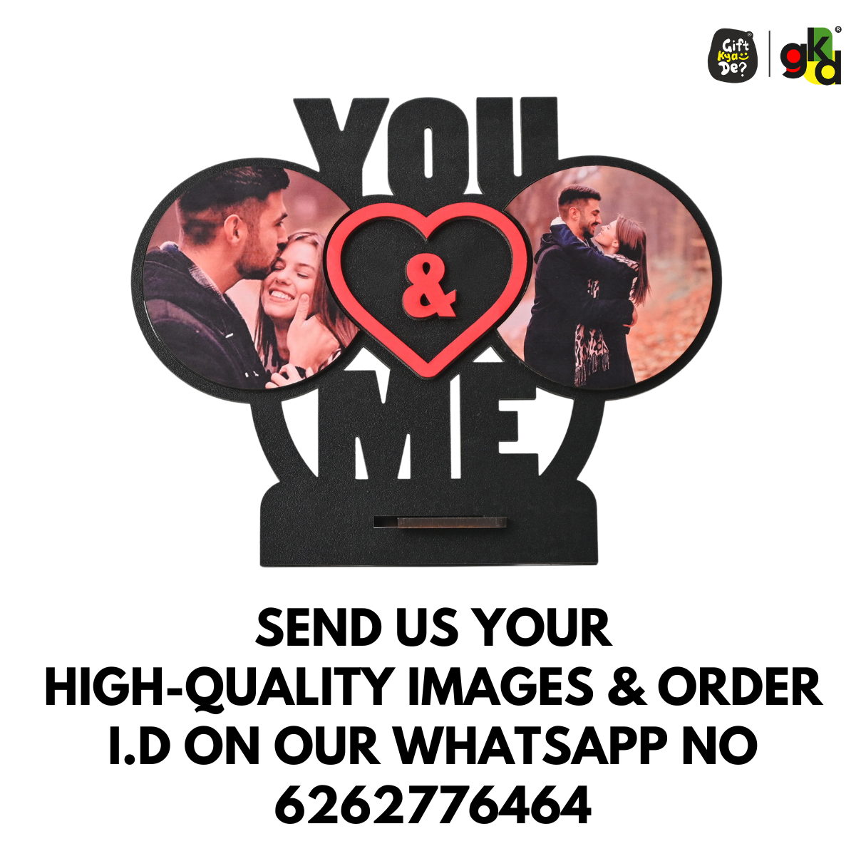 You & Me Wooden Table Top & Personalized Photo Frame – Romantic Valentine's Day Gift