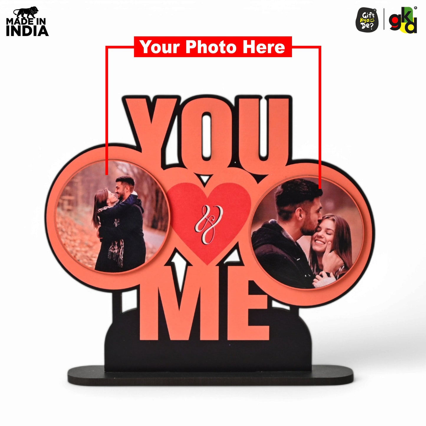 You & Me Wooden Table Top & Personalized Photo Frame – Romantic Valentine's Day Gift