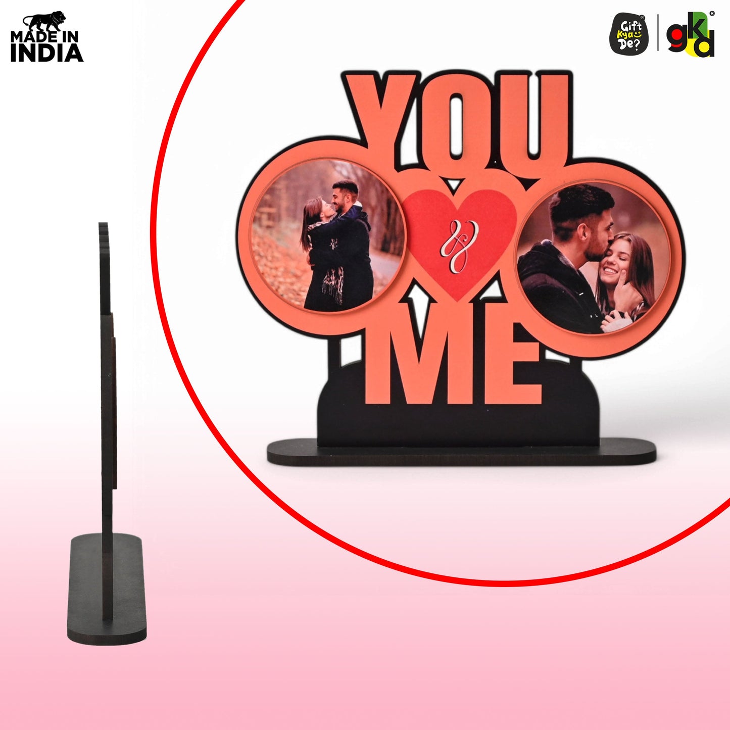 You & Me Wooden Table Top & Personalized Photo Frame – Romantic Valentine's Day Gift