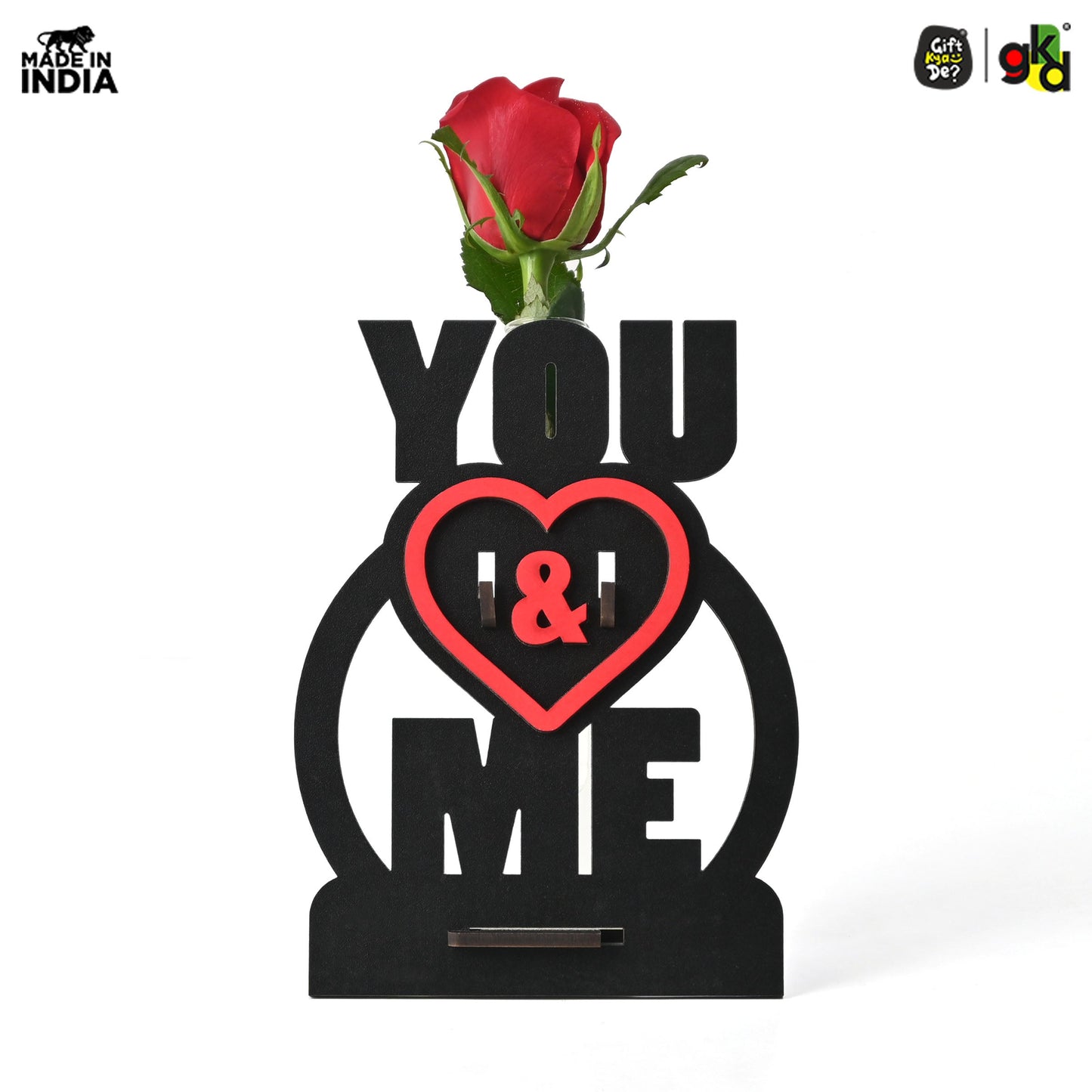 You & Me Wooden Table Top & Personalized Photo Frame with Test Tube Planter – Romantic Valentine's Day Gift