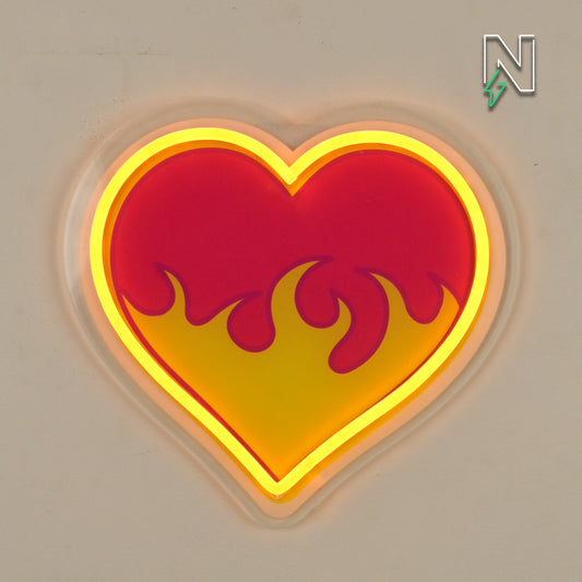 Heart Fire Neon Sign