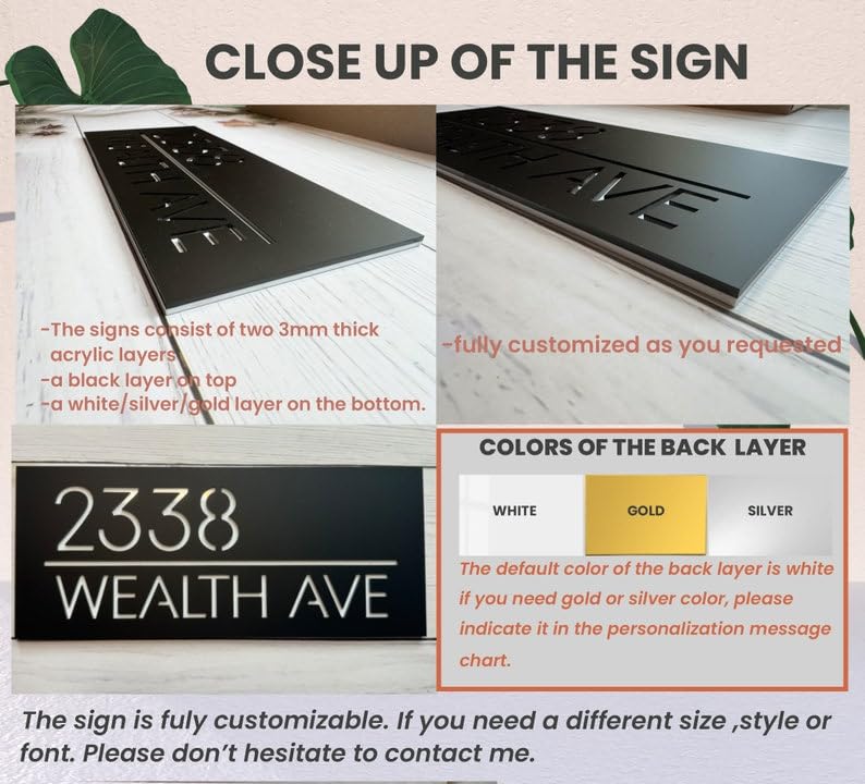 FusionEdge Home| Personalized Door Name Plate for Home Entrance |12 x 40 cm