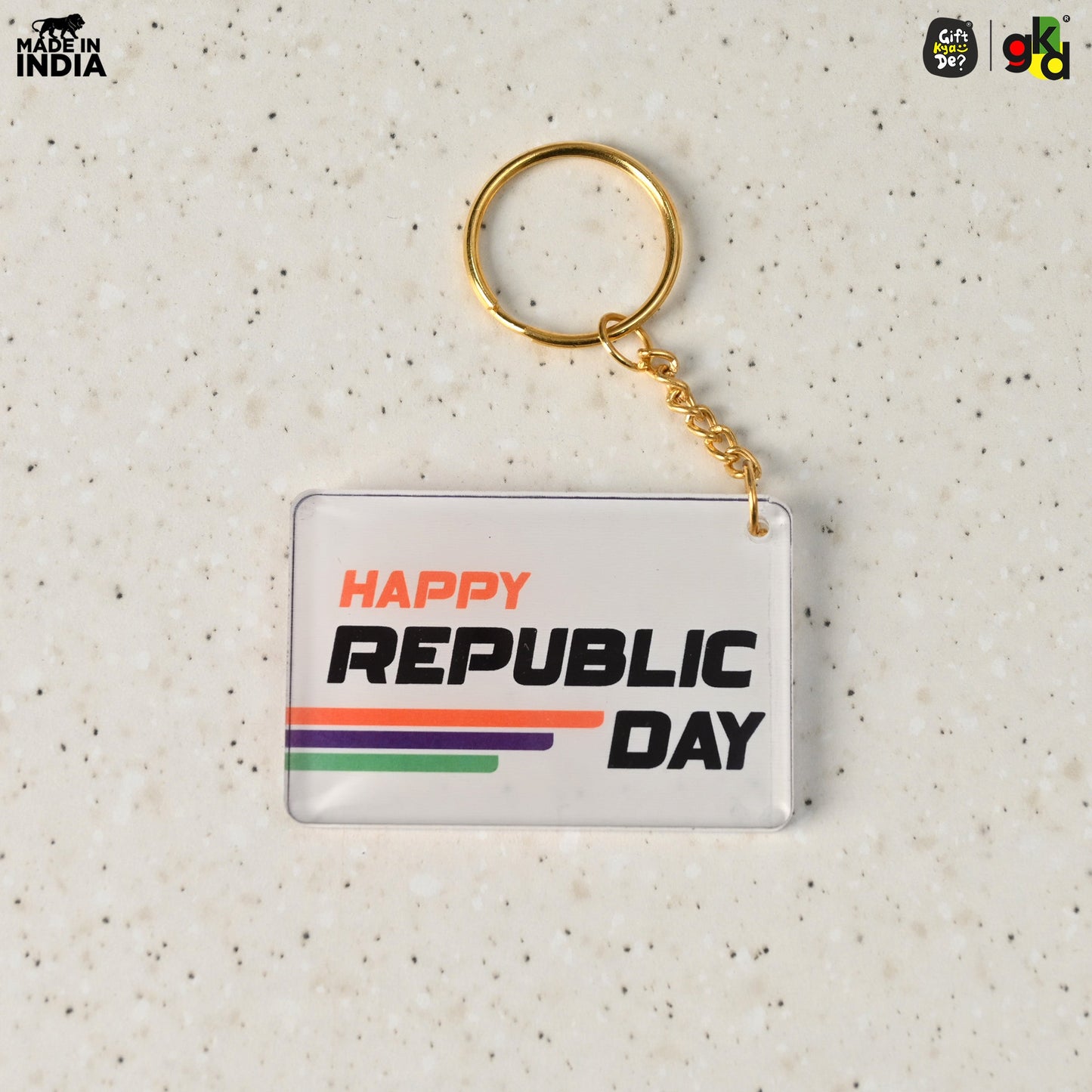 Indian Flag Keychain with Happy Republic Day Message | Patriotic Gifts for Republic Day | National Pride Accessories