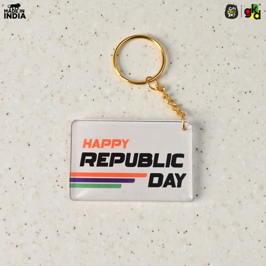 Indian Flag Keychain with Happy Republic Day Message | Patriotic Gifts for Republic Day | National Pride Accessories