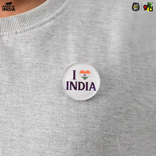 Indian Flag Badge – Indian Flag, I Love India, Jai Hind with Flag | Durable Acrylic Patriotic Gifts for Republic Day | National Pride Accessories