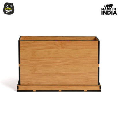Wooden Multipurpose Desk Organizer | Table Clock | 4 Compartment Organizer