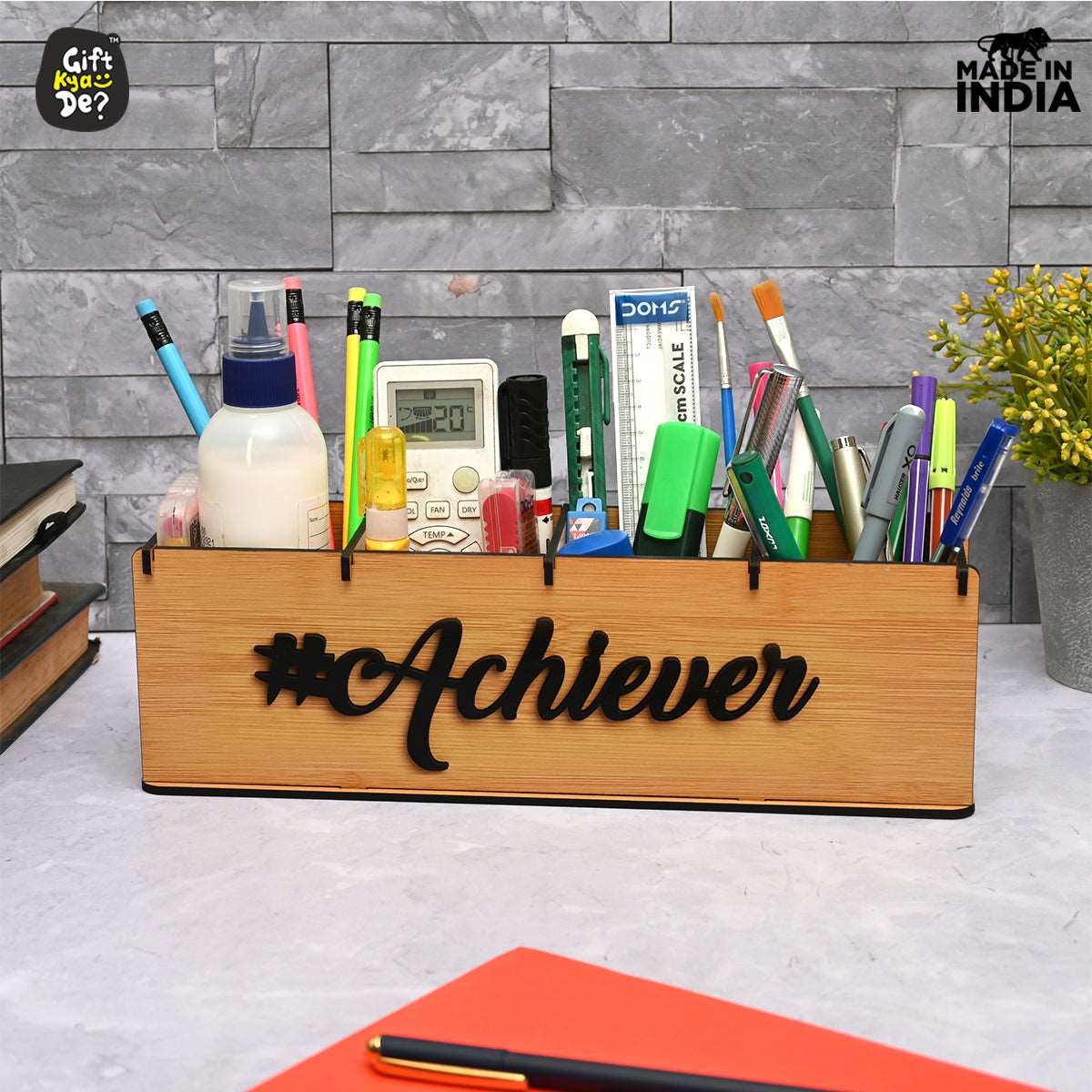 Motivational Desk Organizer | 4 Compartments | Desk Accessories