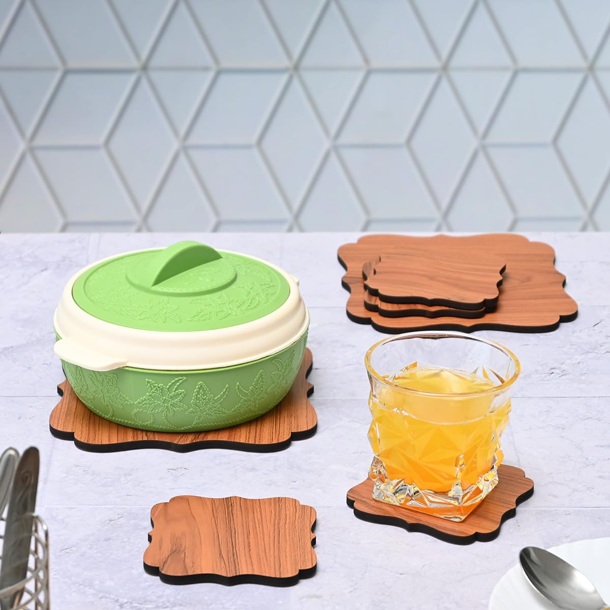 Kitchen Coasters for Hot Utensils & Anti Slip Coaster Set for Big Hot Pots, Pans, Casserole & Bowl