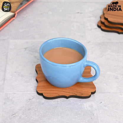 Coaster Set Maharaja & Natural Design | Premium Wooden Table Coasters with Anti Slip Grip | 4 pc Wooden Coasters (4 x 4 inch)