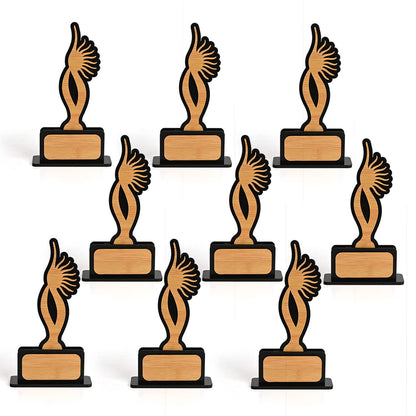 Momento Awards and Trophy for Winner, Beautiful Black and Bamboo Design with Wooden Cutwork, Easy Print and Sticker Paste Your Matter, Eco Friendly Corporate Gifts (Size 10x6)