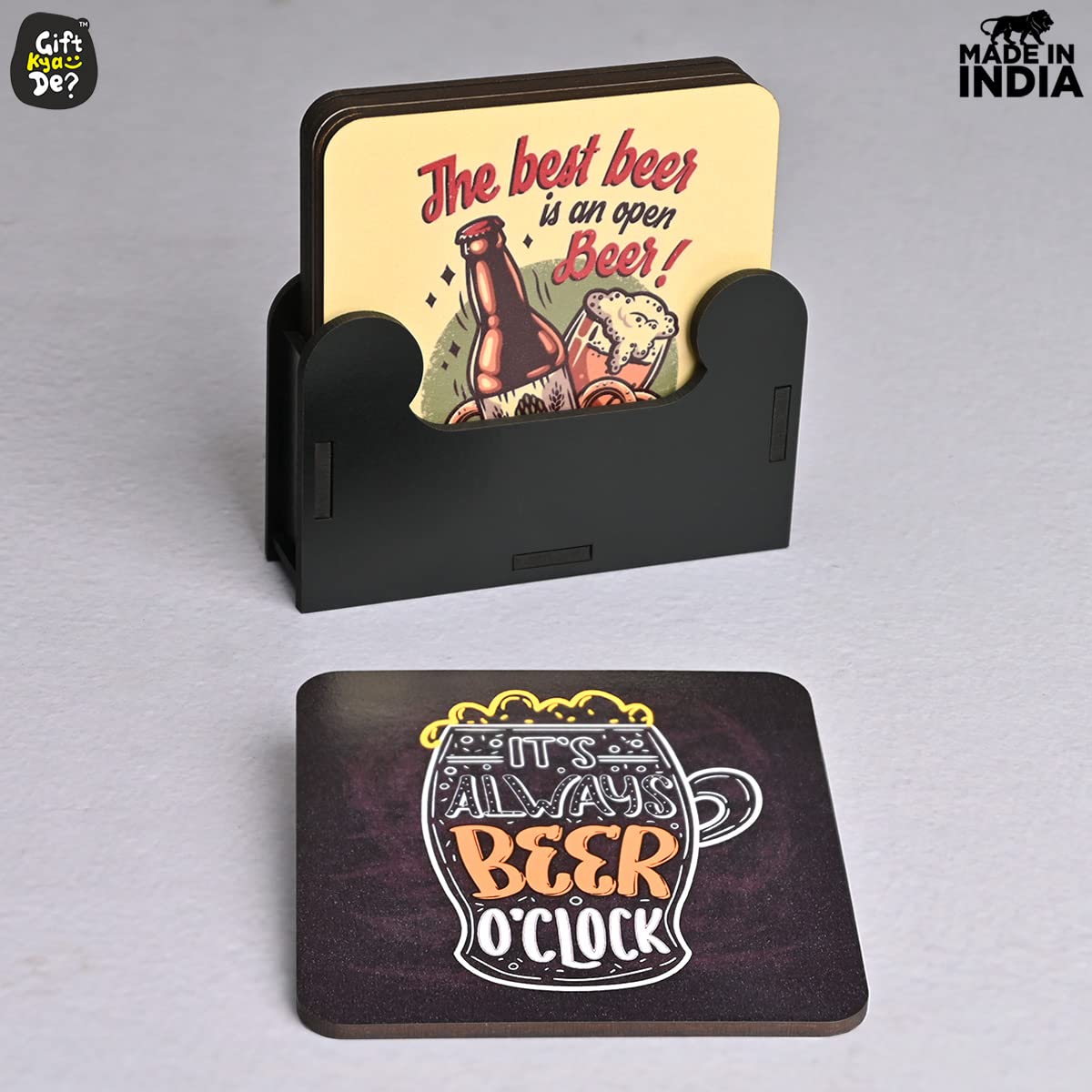 Square Quotes Coaster Set of 6 With Coaster Stand | Quotes Coaster Set fit for Tea Cups and Coffee Mugs Also Coffee Lover Gifts