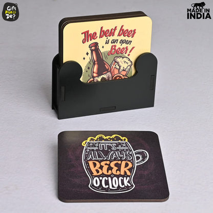 Square Quotes Coaster Set of 6 With Coaster Stand | Quotes Coaster Set fit for Tea Cups and Coffee Mugs Also Coffee Lover Gifts