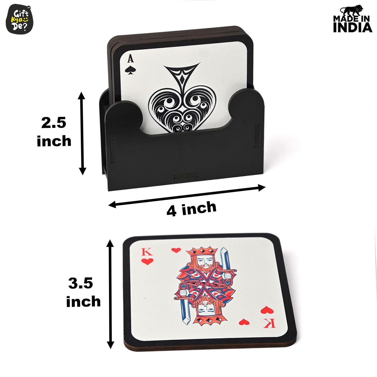 Coaster Set of 12 | Wooden Square Coasters with Proper Coaster Stand | Designer Coaster Set