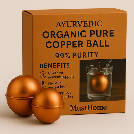 Musthome Copper Water Bottle Alternative Ayurvedic Organic Pure Copper Ball, 99% Purity