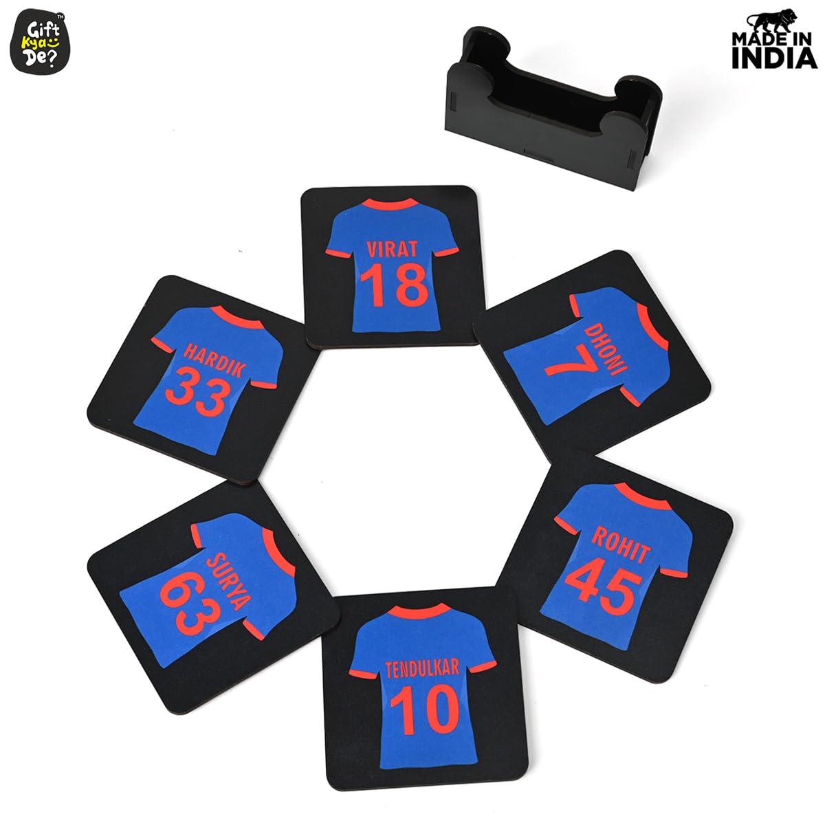 Cricket Themed Coaster Set of 6 with Proper Coaster Stand | Perfect For Tea And Coffee Cups