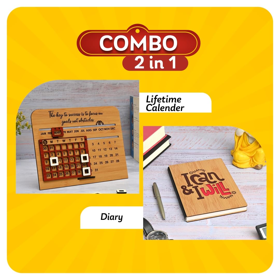 Wooden Lifetime Motivational Quote Desk Calendar | Table Calendar For Office & Home | Eco Friendly