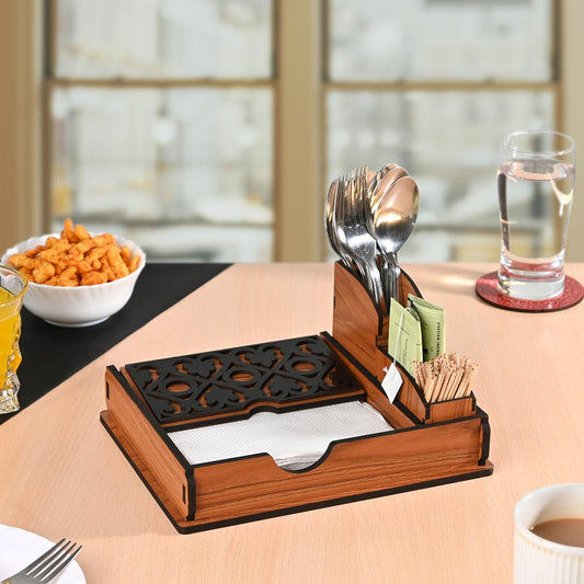 Tissue Paper Holder for Dining Table with Toothpick Holder Designer 5 Compartment Dining Table Accessories for Home Decor